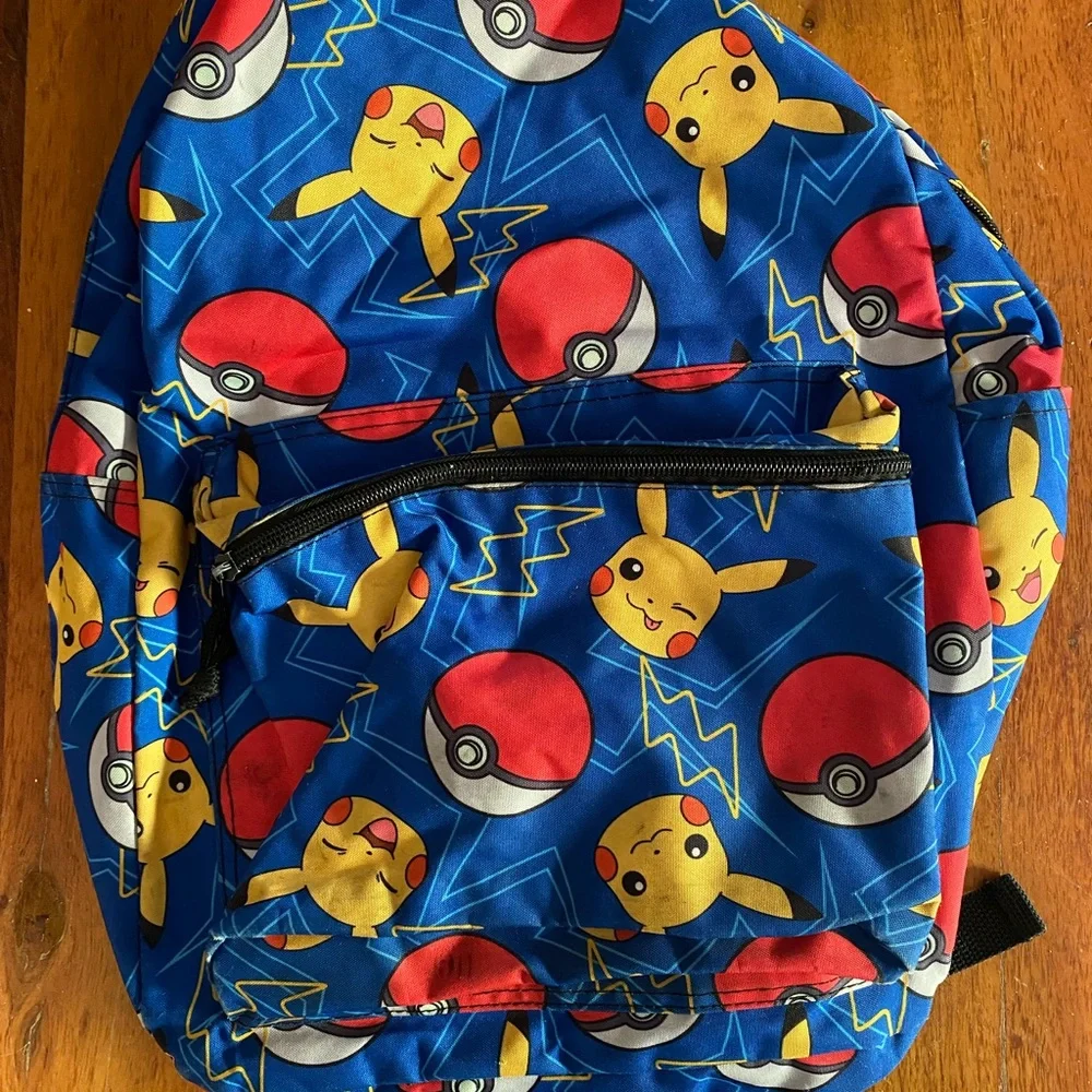 Pokemon Pikachu and Poké Ball Blue Backpack 16” CLEAN